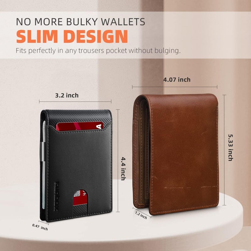 RUNBOX Money Clip Wallets for Men,Slim Leather Mens Bifold Wallet,RFID Blocking Front Pocket Wallet,Thin Credit Card Holder with Gift Box - Image 3